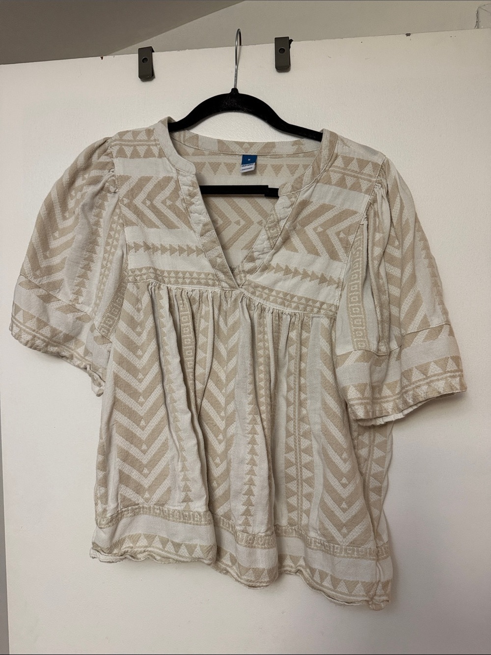 Beige Aztec  Patterned  Women's Top